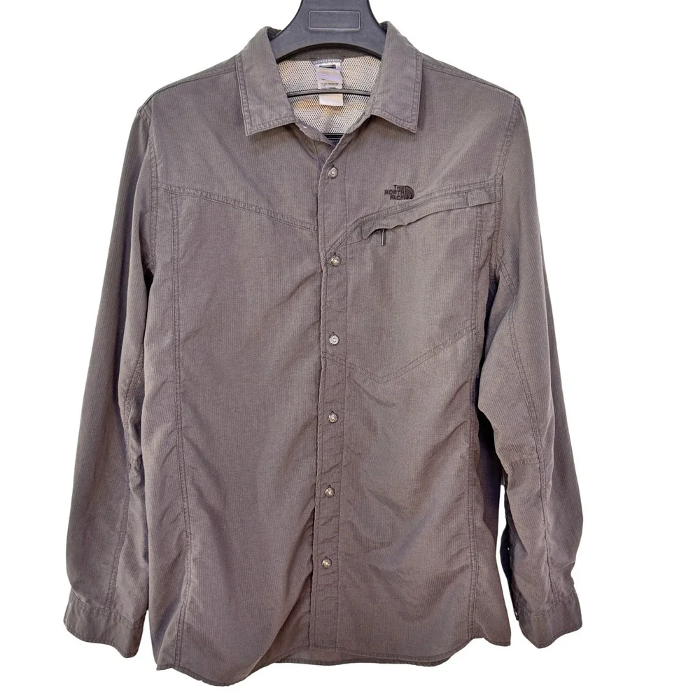 The North Face Mens A5‎ Series Long Sleeve Button Up Shirt Gray Large Venting